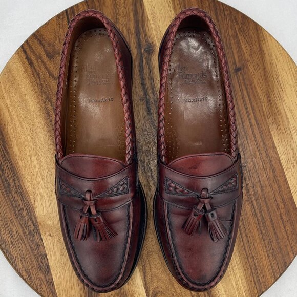 Allen Edmonds Maxfield Mens 10 B Brown Leather Tassel Slip On Dress Loafers - Picture 11 of 14